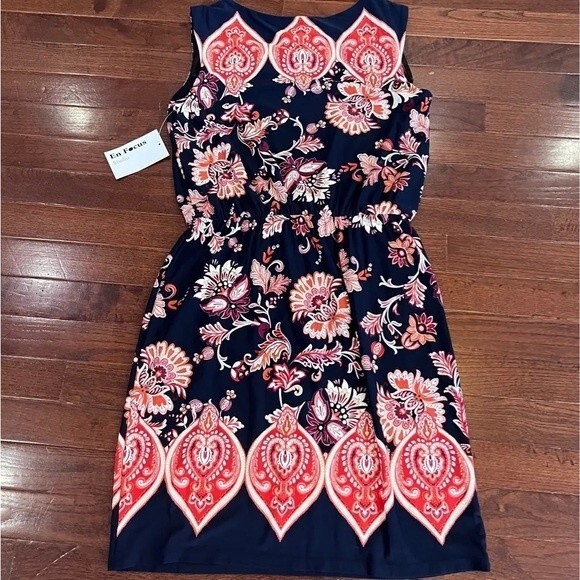 Enfocus Studio navy and rust sleeveless dress size 6 NWT - Picture 4 of 8